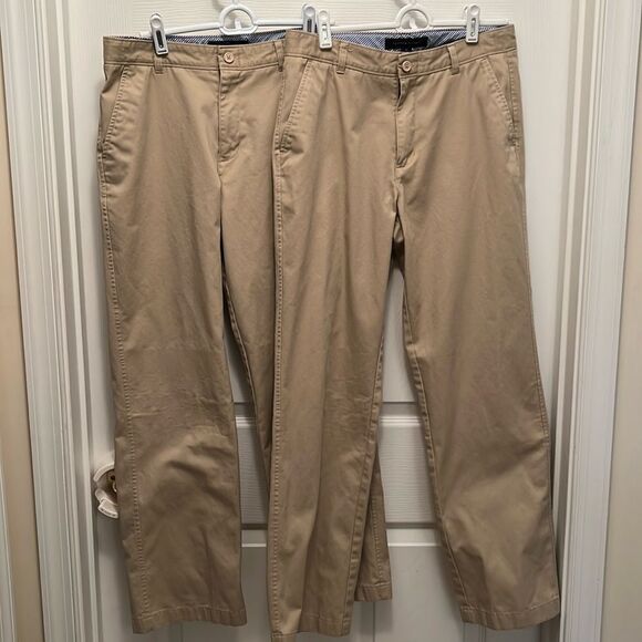 Tommy Hilfiger set of 2 Boys size 20 regular tan adjustable waist dress pants. - Picture 1 of 6